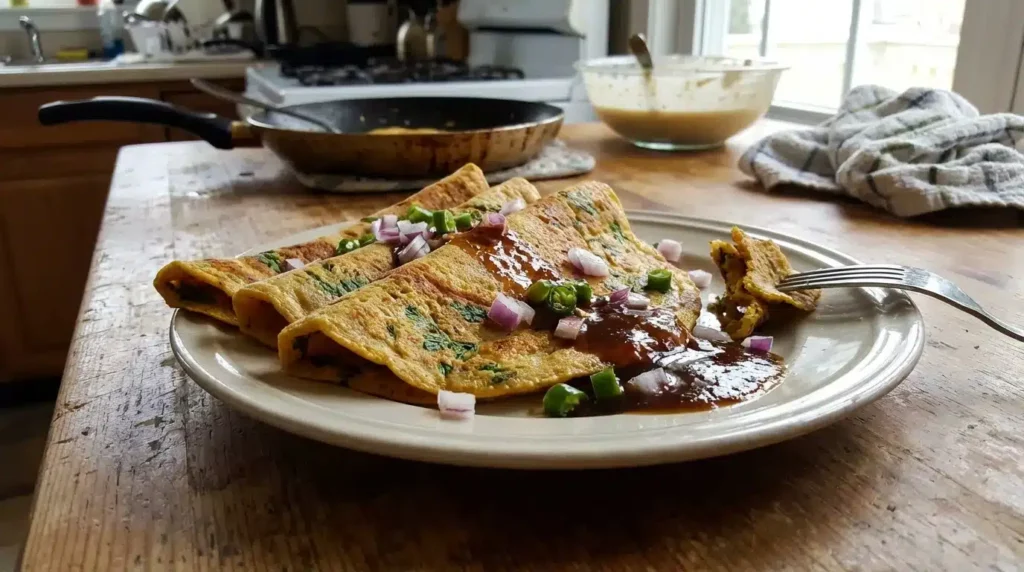 Crispy chickpea flour crepes with vegetables – 10-minute recipe