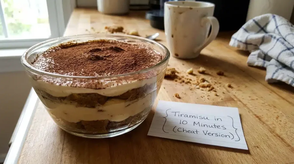 Quick tiramisu made with coffee-soaked ladyfingers and mascarpone – 10-minute recipe