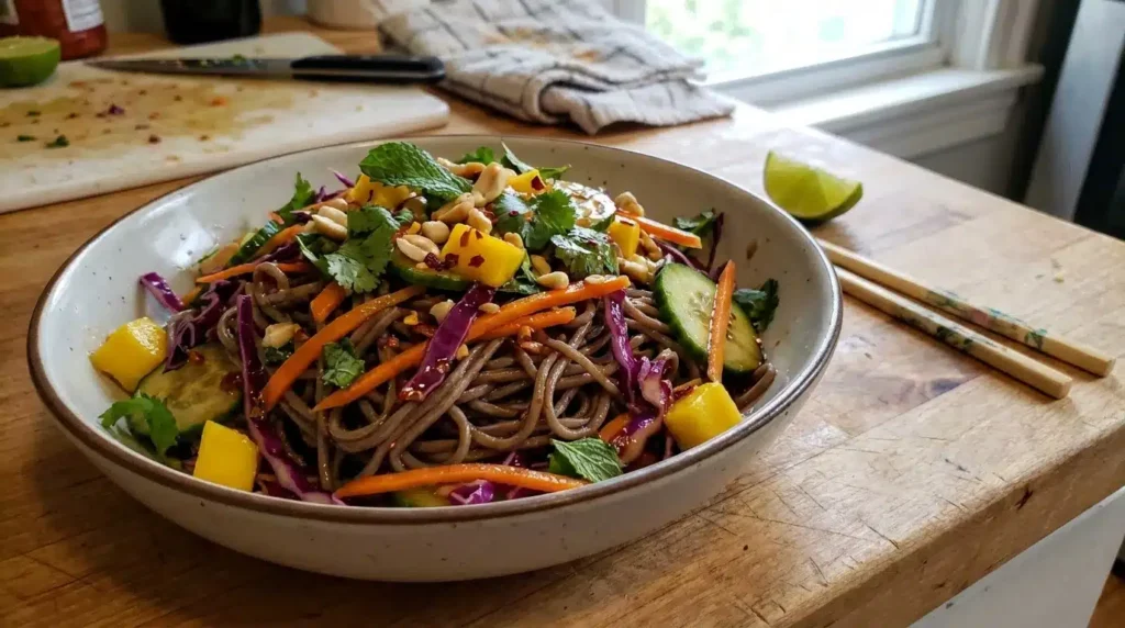 Cold soba noodle salad with cucumbers and chili oil – 10-minute recipe