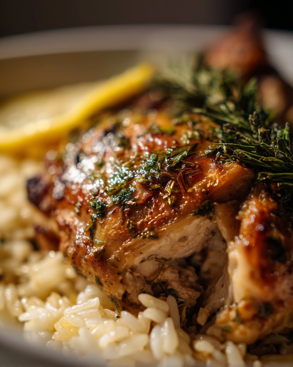 Slow Cooker Lemon Herb Chicken with Fluffy Rice