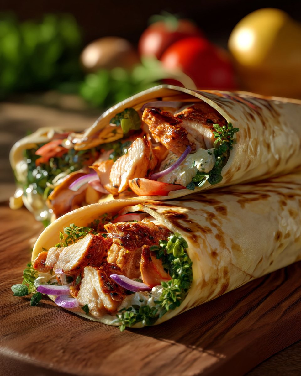 Cheesy Garlic Chicken Wraps