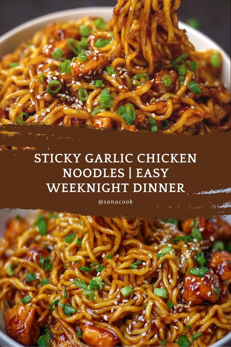 Sticky Garlic Chicken Noodles 3 Sticky Garlic Chicken Noodles Recipe