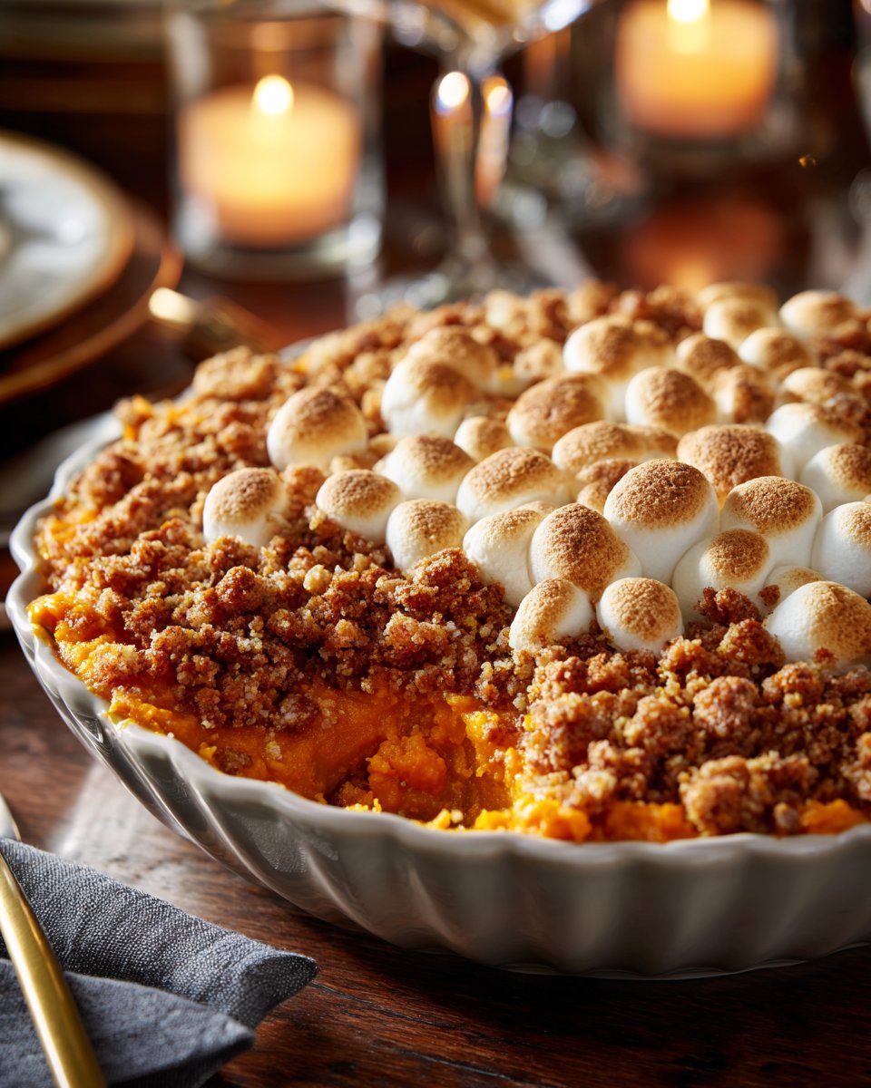 Sweet Potato Casserole with Marshmallows and Cinnamon Streusel 2 Sweet Potato Casserole with Marshmallows and Cinnamon Streusel