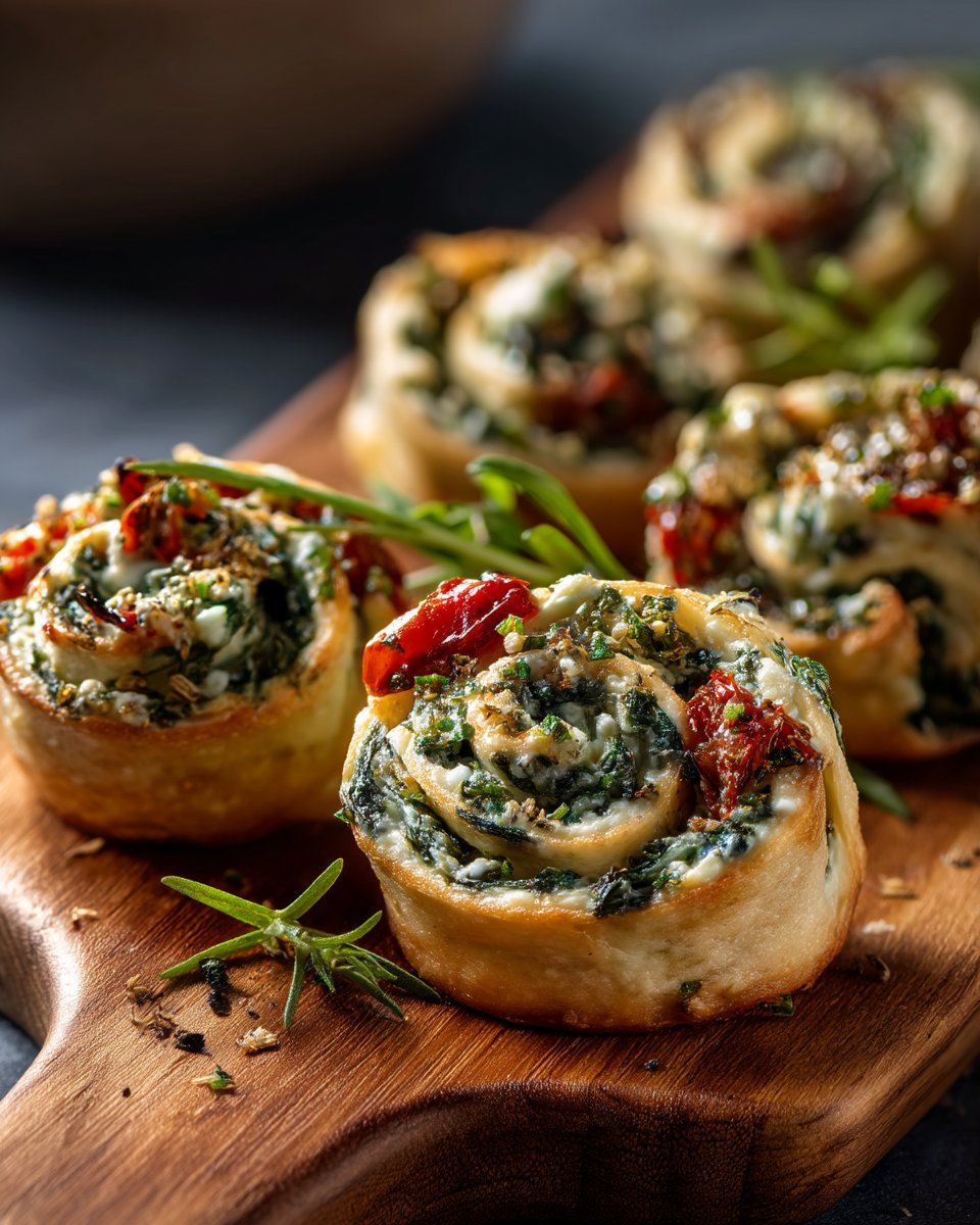 Spinach Dip in Bite-Sized Pinwheels