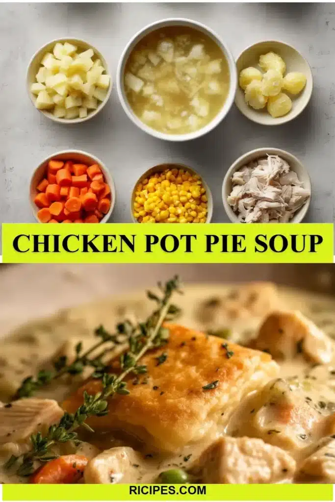 Delicious Chicken Pot Pie Soup served in a bowl