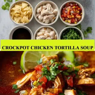 Bowl of Crockpot Chicken Tortilla Soup topped with cilantro and avocado.
