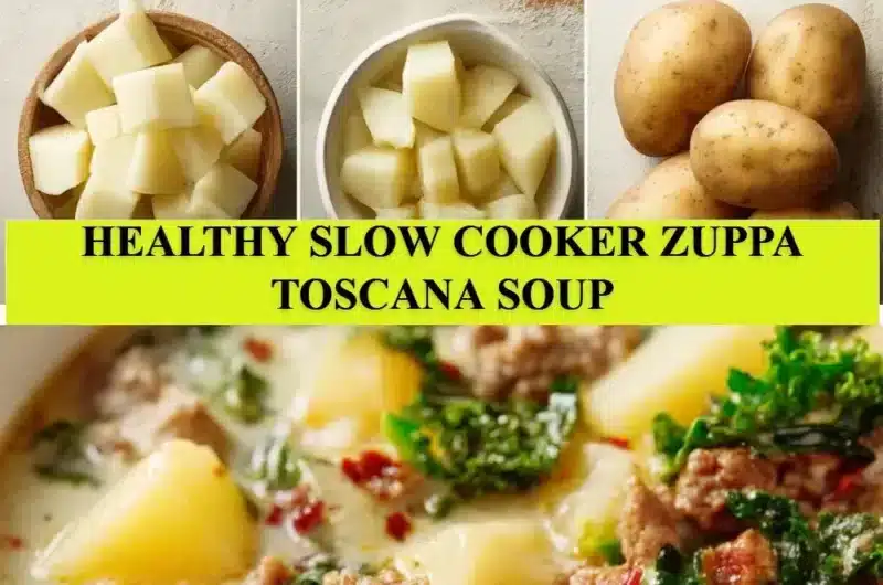 Bowl of Healthy Slow Cooker Zuppa Toscana Soup with greens and sausage