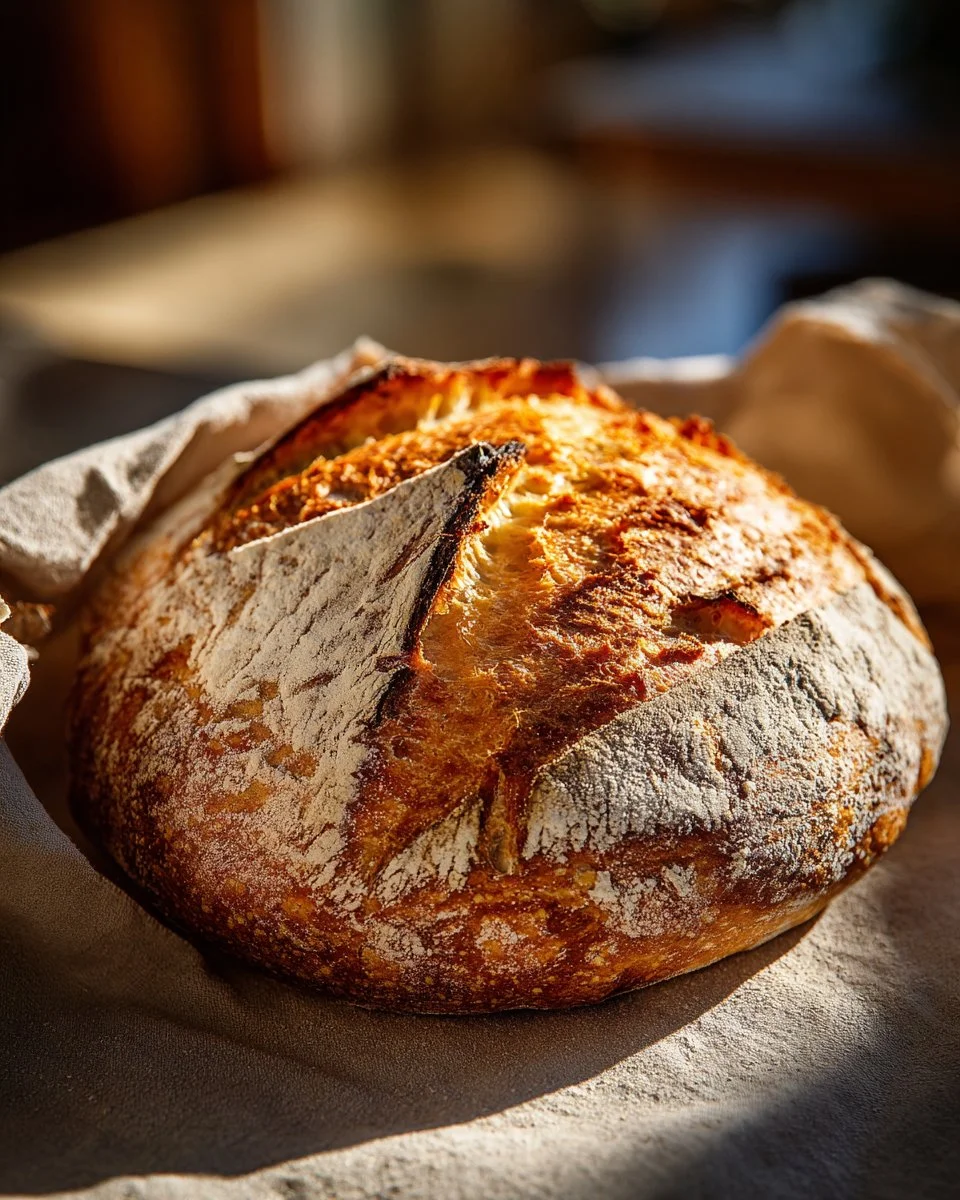 Beginners Sourdough Bread Recipe: High Starter Method 1 Freshly baked sourdough bread using the high starter method for beginners