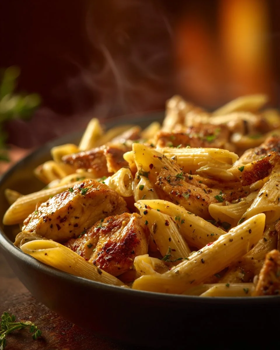 Delicious Cajun Chicken Pasta served in a bowl with creamy sauce and spices