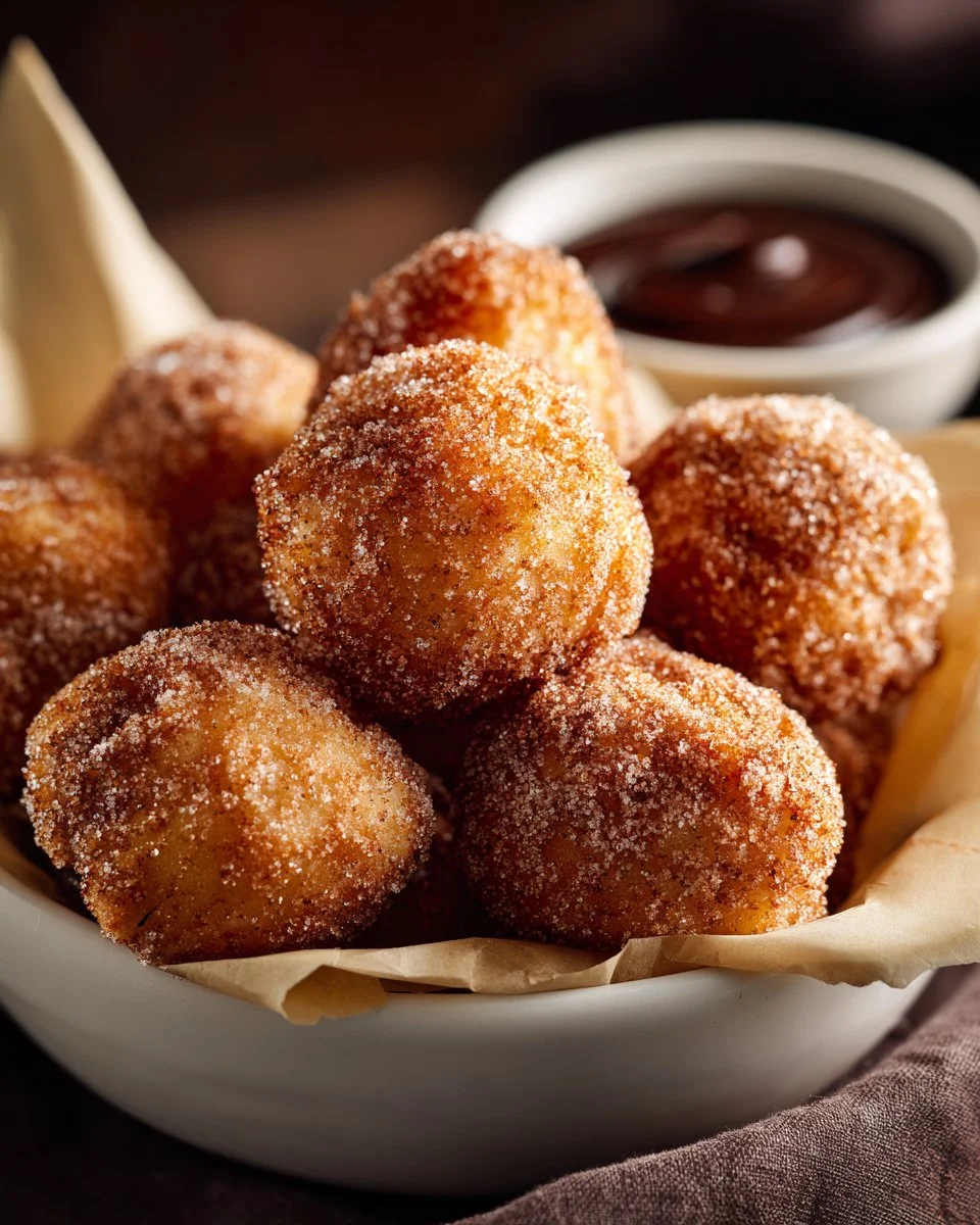 Delicious crispy air fryer churro bites dusted with cinnamon sugar