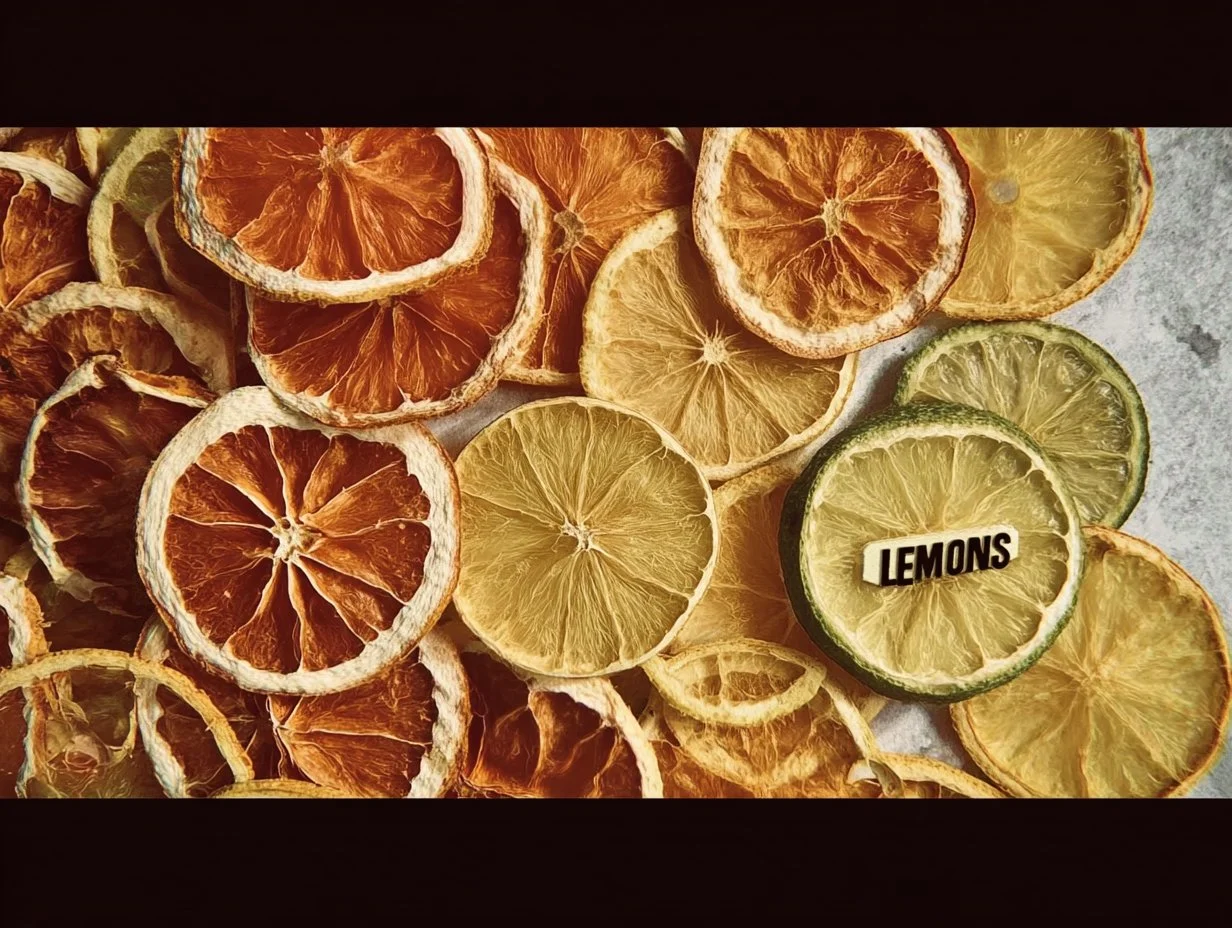 Colorful dried citrus slices for cooking and garnishing