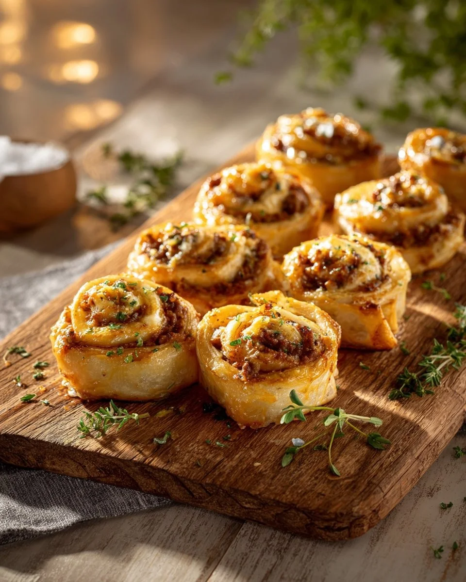 Garlic Butter Beef Cheeseburger Rollups 1 Garlic Butter Beef Cheeseburger Rollups served on a plate