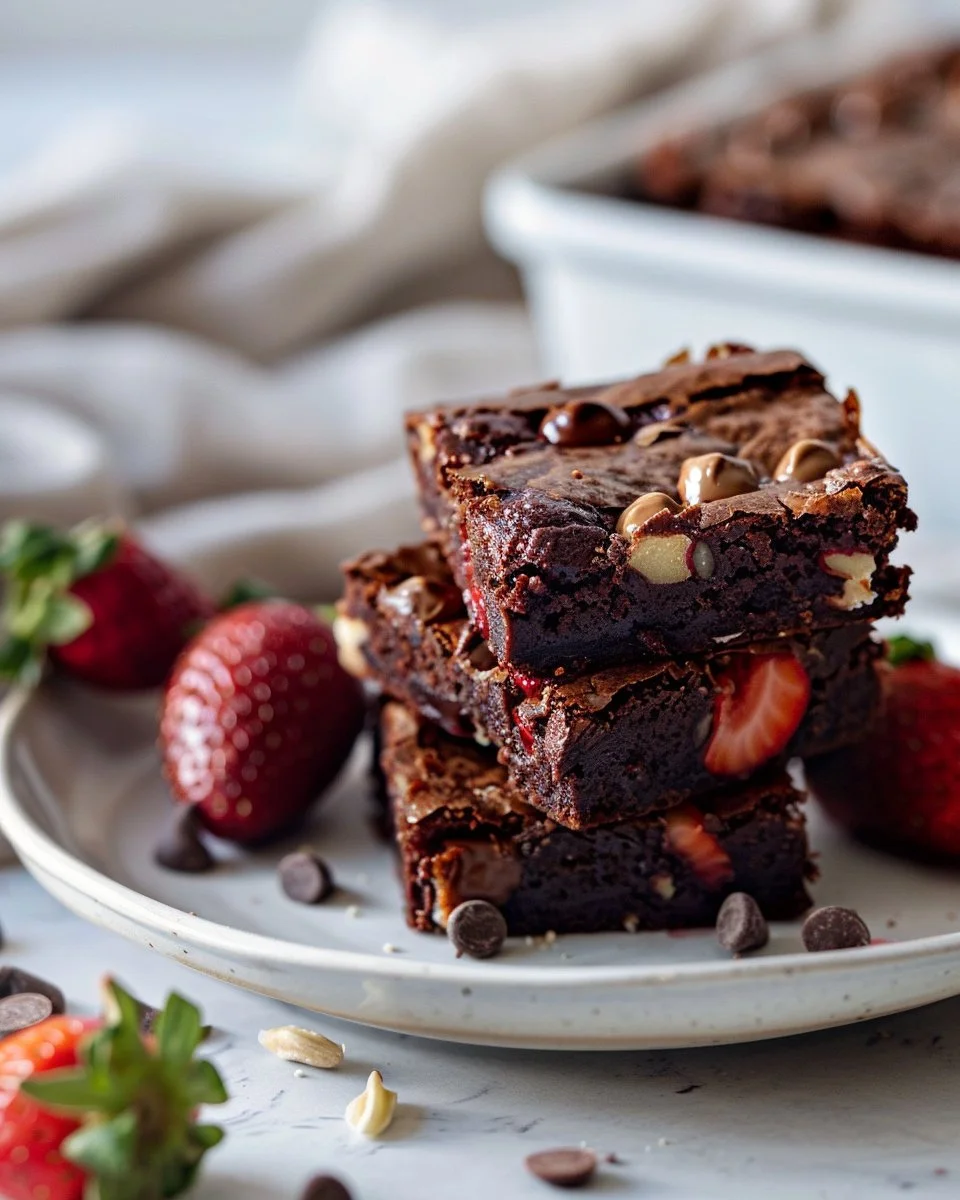 Chocolate Covered Strawberry Brownies