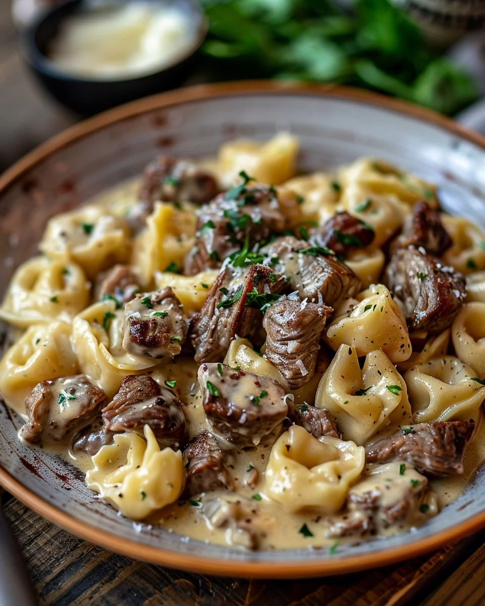 Cracked Garlic Steak Tortellini in Creamhouse Sauce Bliss