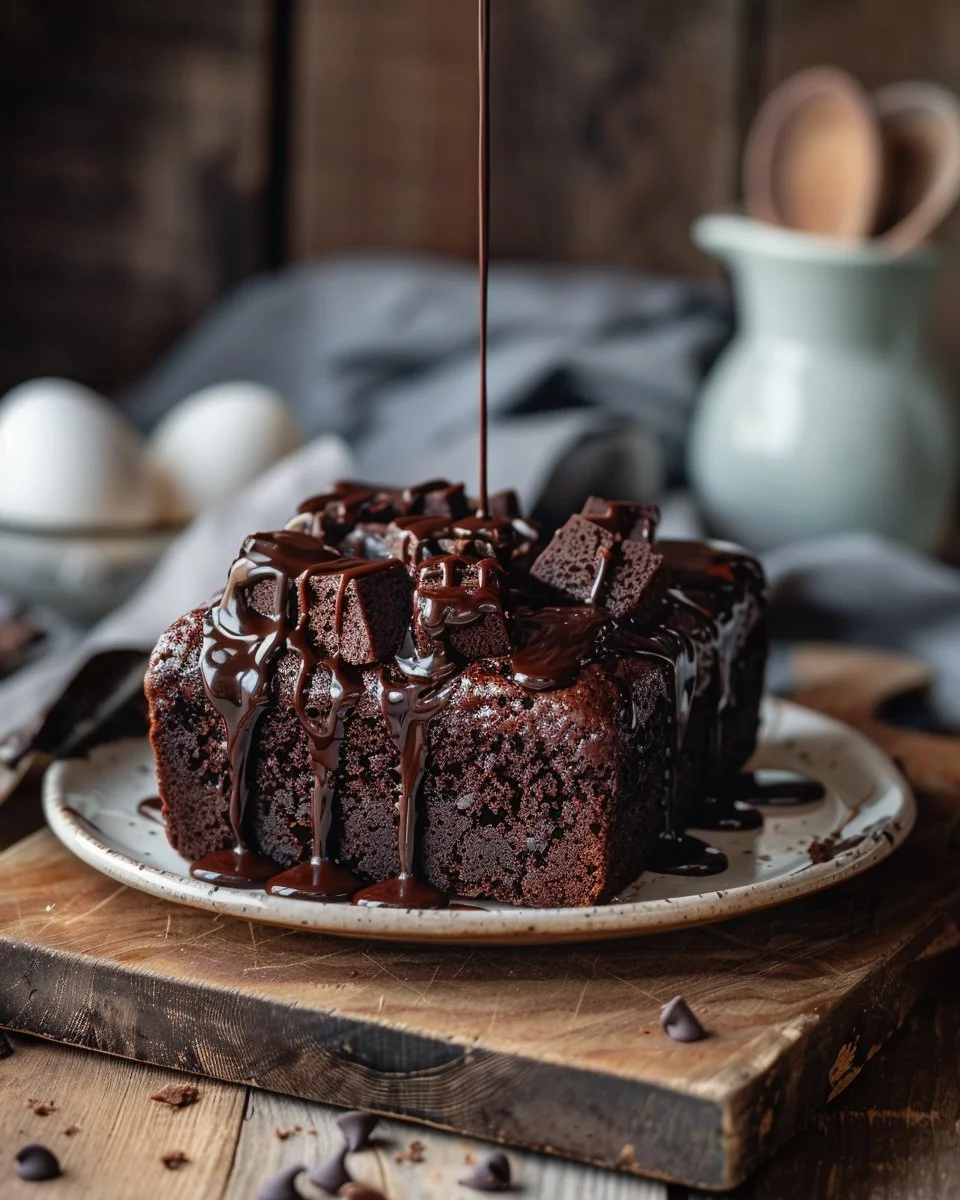 Delicious hot fudge brownie bread fresh out of the oven
