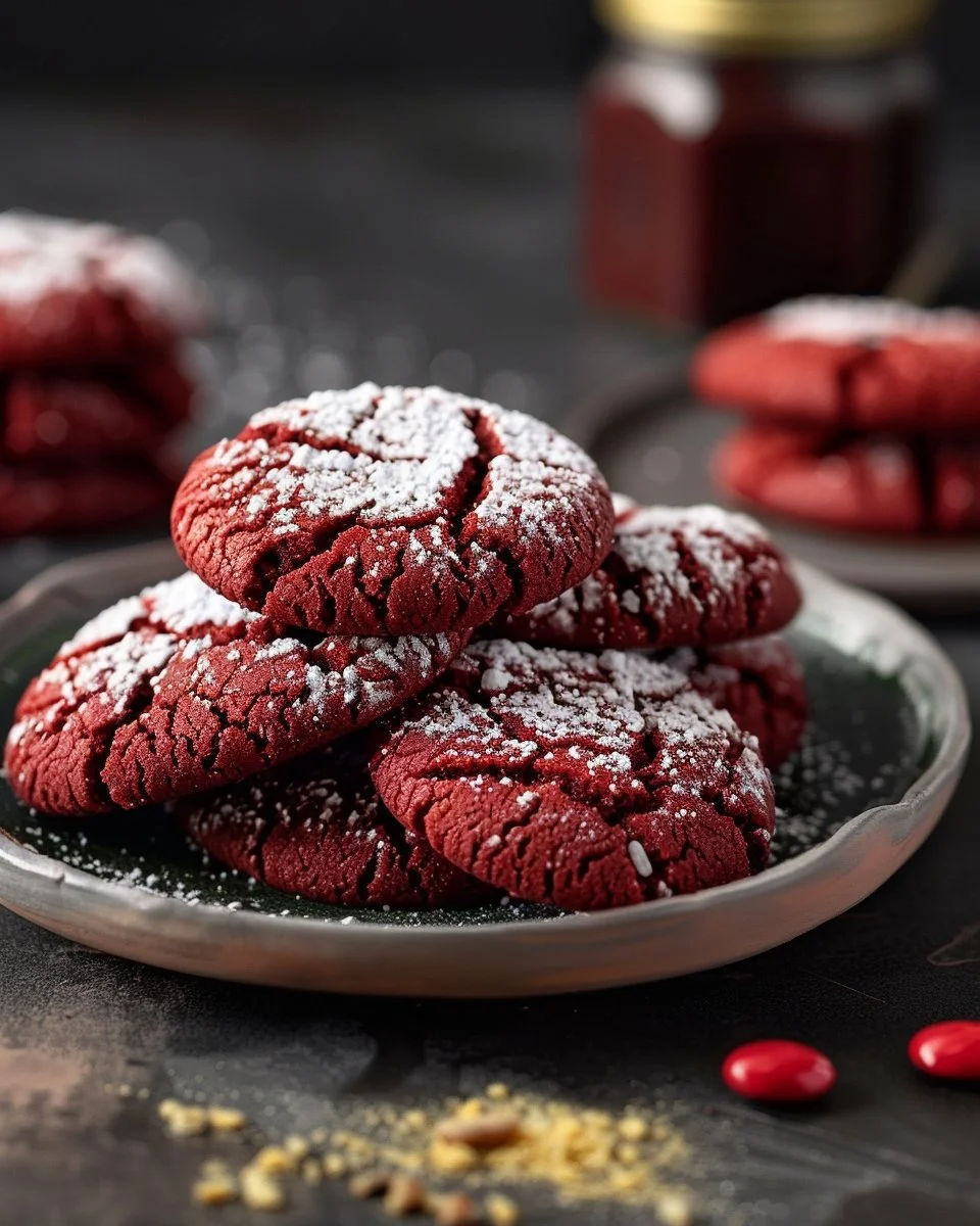 Red Velvet Crinkle Cookies