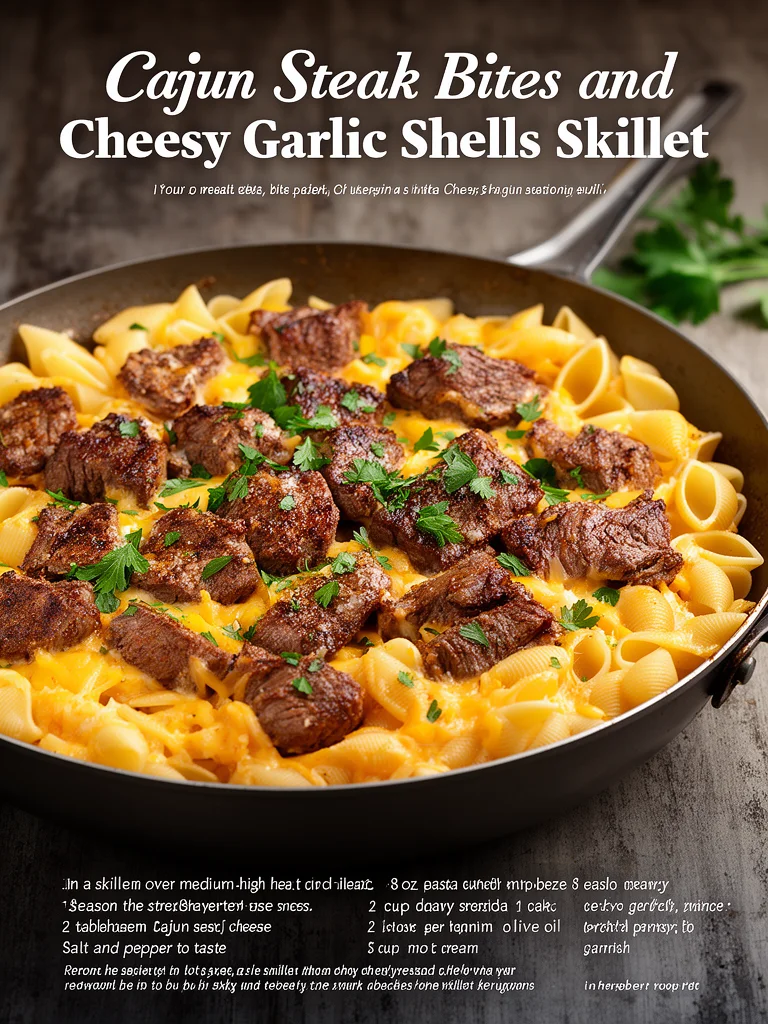 Cajun Steak Bites with Cheesy Garlic Pasta