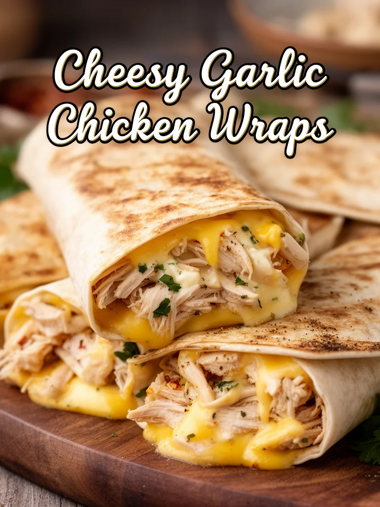 Cozy Cheesy Garlic Chicken Wraps