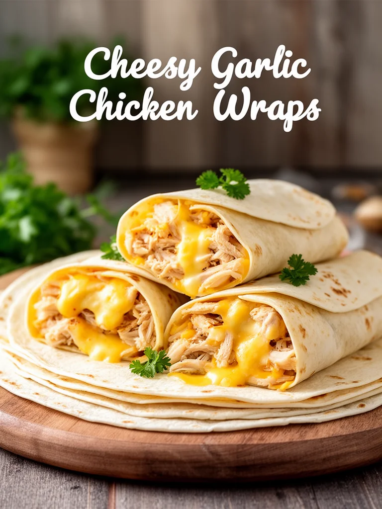 Cozy Cheesy Garlic Chicken Wraps
