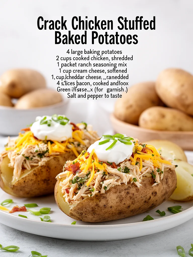 Crack Chicken Stuffed Baked Potatoes