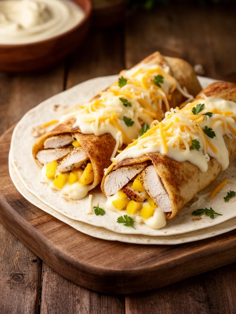 Creamy Cheesy Chicken Alfredo Wraps Delight