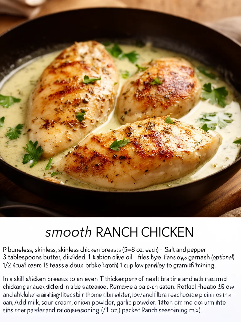 Creamy Ranch Chicken dish served on a plate with herbs and seasonings.