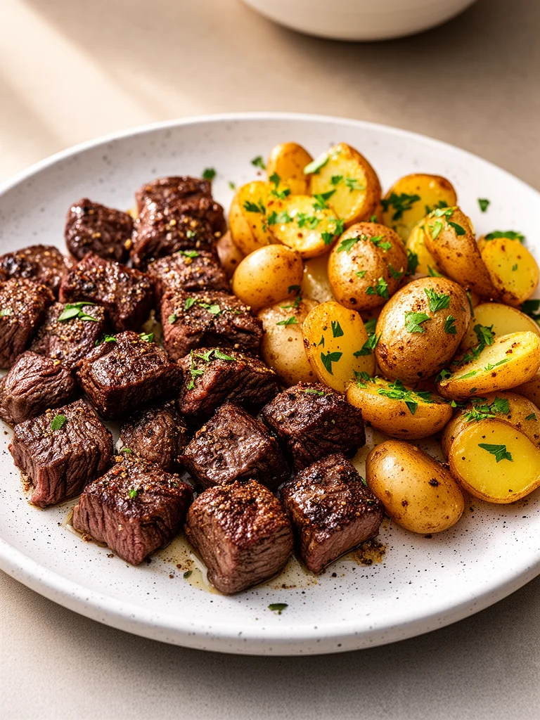 Garlic Steak Bites and Potatoes 2 Garlic Steak Bites and Potatoes