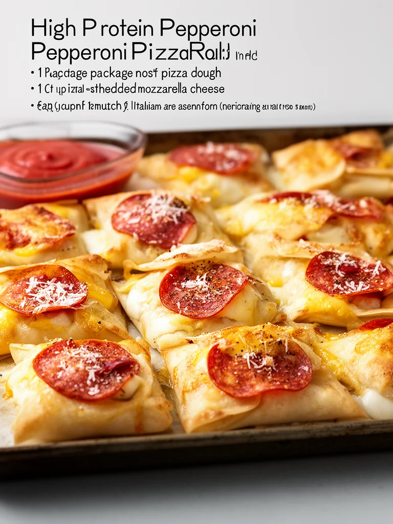 High Protein Pepperoni Pizza Rolls on a wooden board