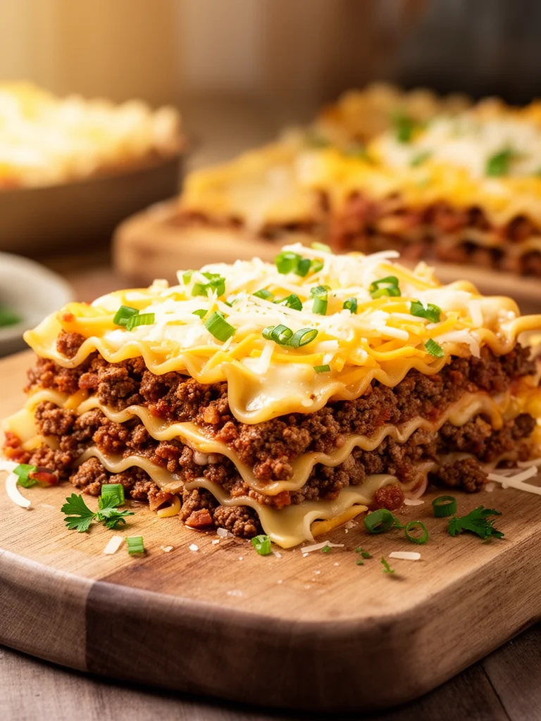 Parmesan Garlic Bacon Cheeseburger Lasagna Recipe