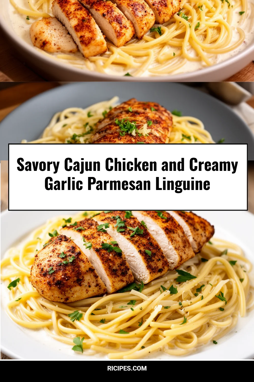 Savory Cajun Chicken and Creamy Garlic Parmesan Linguine