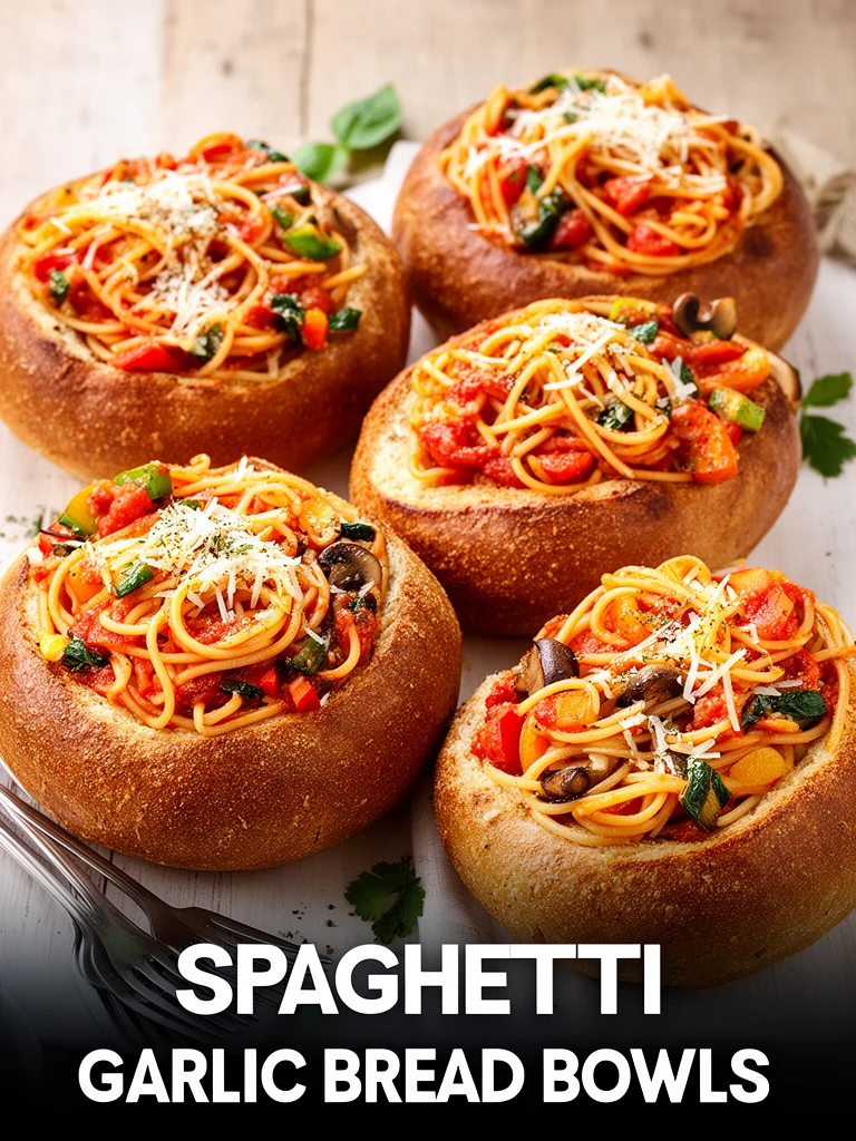 Spaghetti Garlic Bread Bowls 3 Spaghetti Garlic Bread Bowls