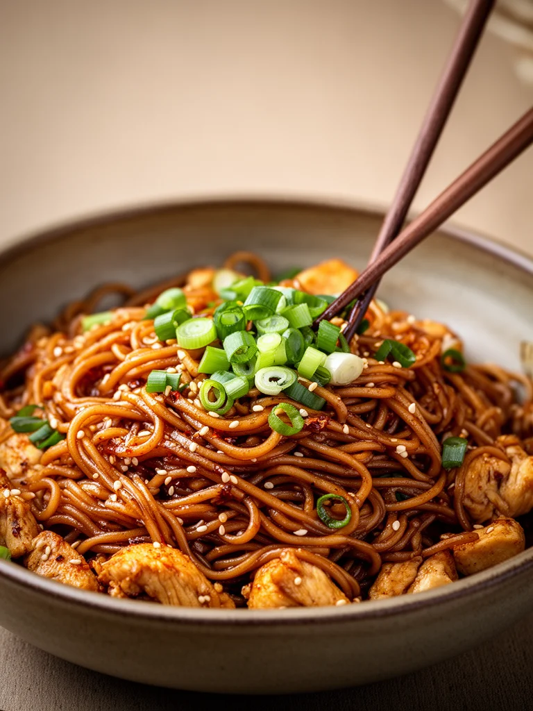 Sticky Garlic Chicken Noodles