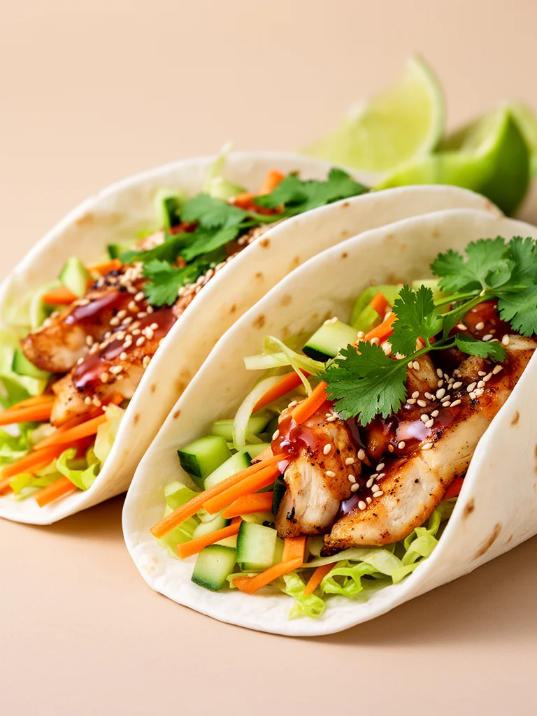 Sweet Chili Chicken Wraps with fresh vegetables and sauce